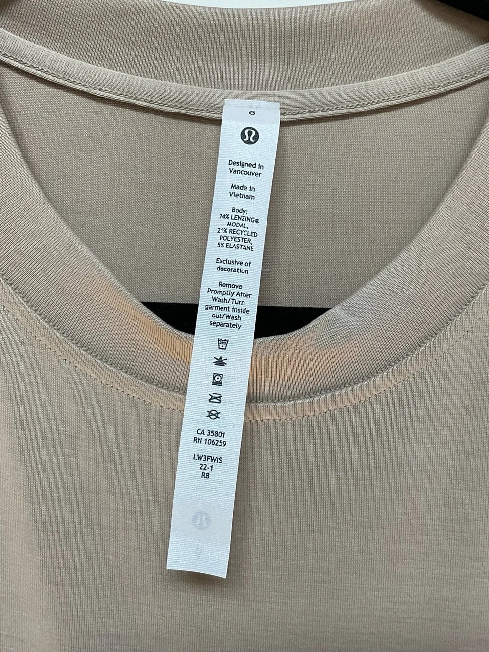 lululemon athletica Long-Sleeve Crewneck Top in Light Beige